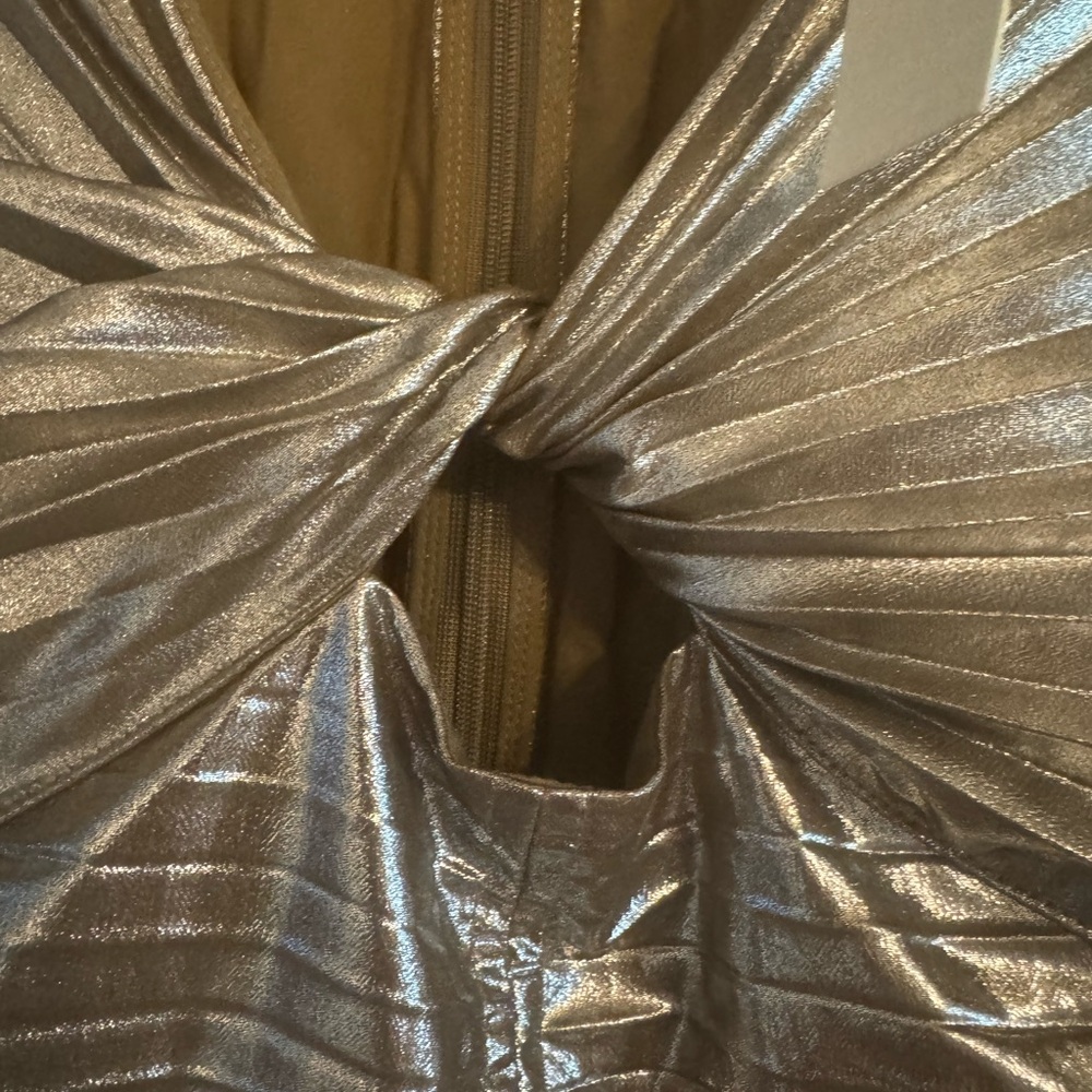 By Anthropologie Short-Sleeve Metallic Cutout Midi Dress - Picture 7 of 12